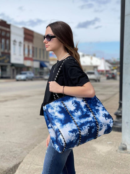 Gorgeous Neoprene Bag - Blue Tie Dye