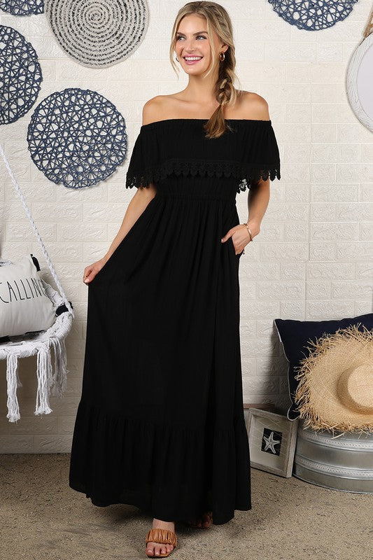 Off the Shoulder Flowy Maxi Dress