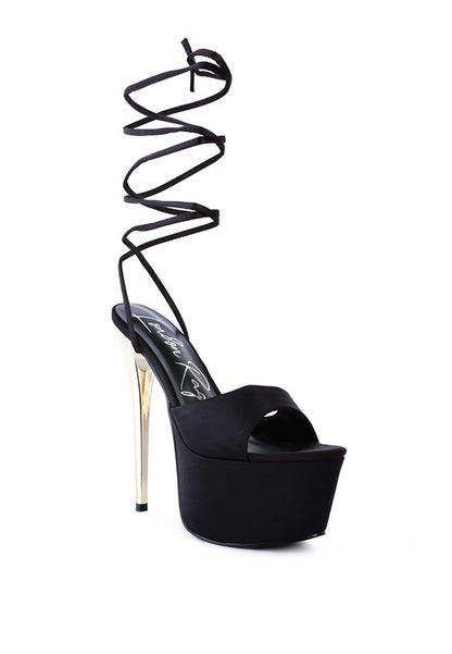 PASSION DRAMATIC PLATFORM LACE-UP HEEL SANDALS