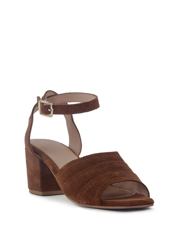 MON BEAU FINE SUEDE BLOCK HEELED SANDAL