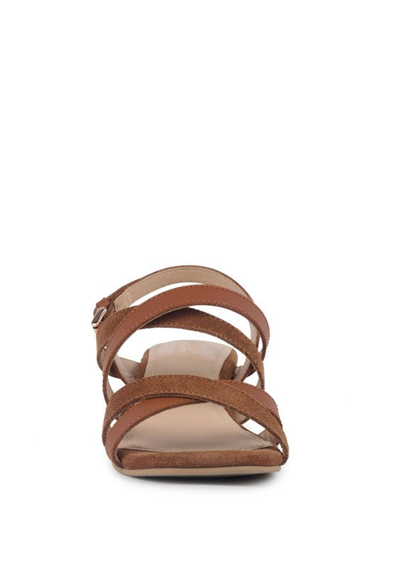 ASTRID MID HEELED BLOCK LEATHER SANDAL