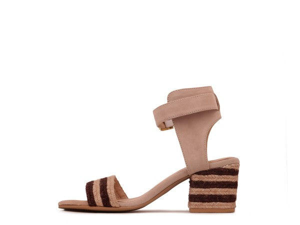 RAYNA BLUSH BRAIDED JUTE STRAP AND SUEDE SANDAL