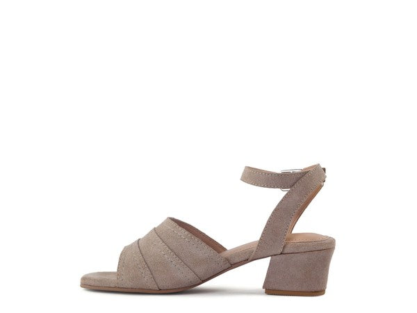 SIGRID FINE SUEDE BLOCK HEELED SANDAL IN NUDE