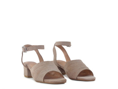 SIGRID FINE SUEDE BLOCK HEELED SANDAL IN NUDE