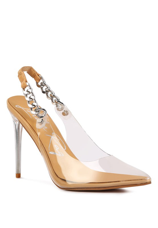 Goddess Metallic Stiletto Heel Slingback Sandals