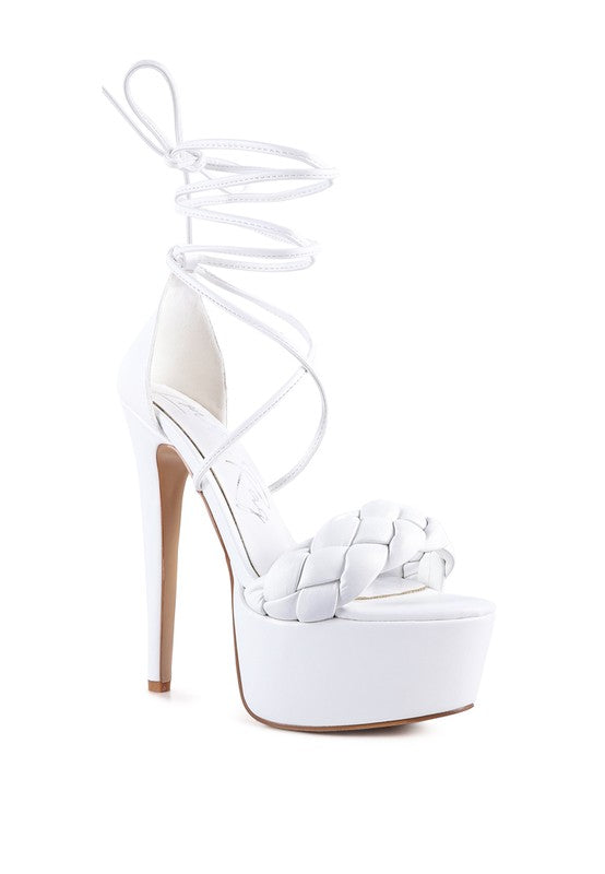 TWERK TIE-UP BRAIDED HIGH PLATFORM SANDALS