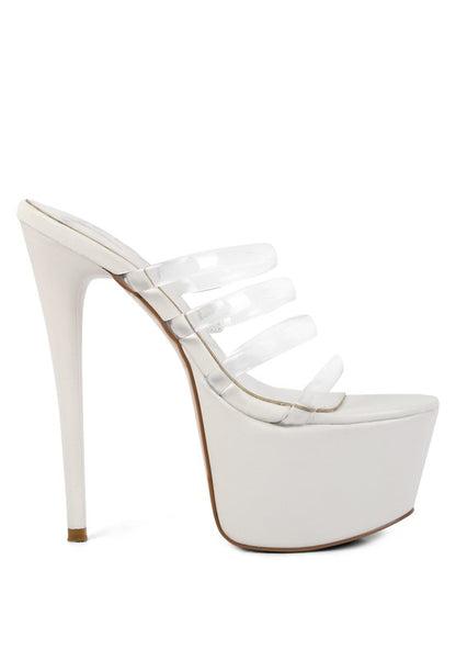 SHOTS UP ULTRA HIGH HEEL CLEAR STRAPS SANDALS