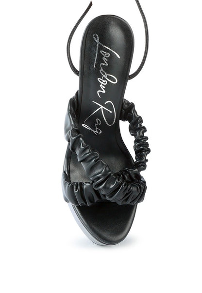 POP ERA RUCHED STRAPS TIE UP SANDALS