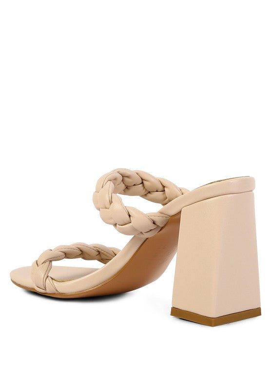 MI AMOR BRAIDED STRAP HIGH BLOCK HEELS