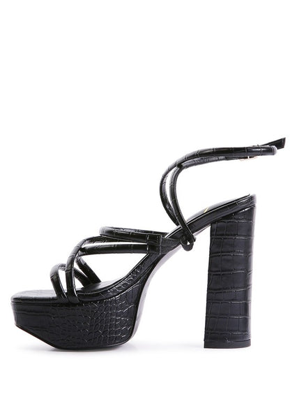 BEAM TIPS STRAPPY PLATFORM CHUNKY HIGH HEELS