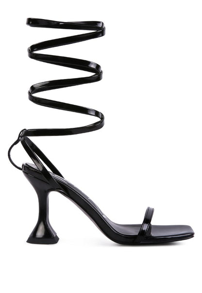 LEWK STRAPPY TIE UP SPOOL HEEL SANDALS