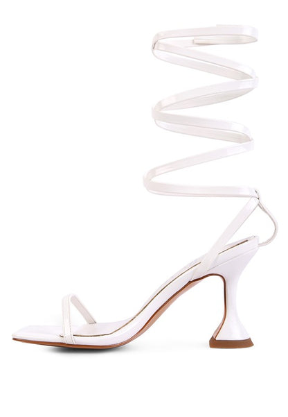 LEWK STRAPPY TIE UP SPOOL HEEL SANDALS