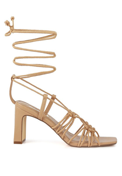 STRINGS ATTACH BRAIDED TIE UP BLOCK HEELED SANDAL