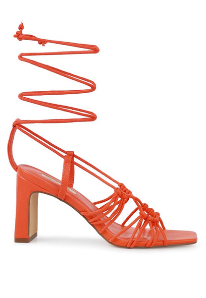 STRINGS ATTACH BRAIDED TIE UP BLOCK HEELED SANDAL