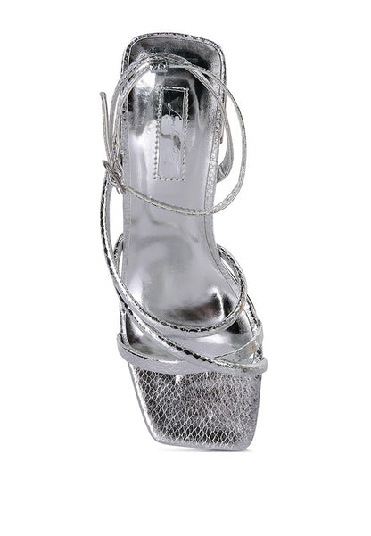 Right Pose Croc Mid Block Heel Casual Sandals