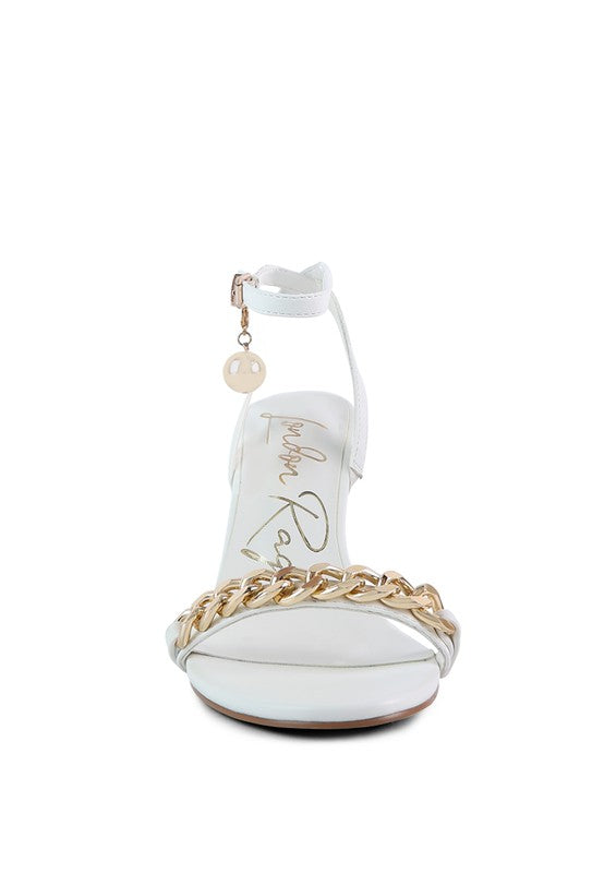 Mooning High Heeled Metal Chain Strap Sandals