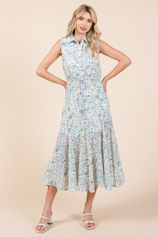 Floral Eyelet Midi Sundress