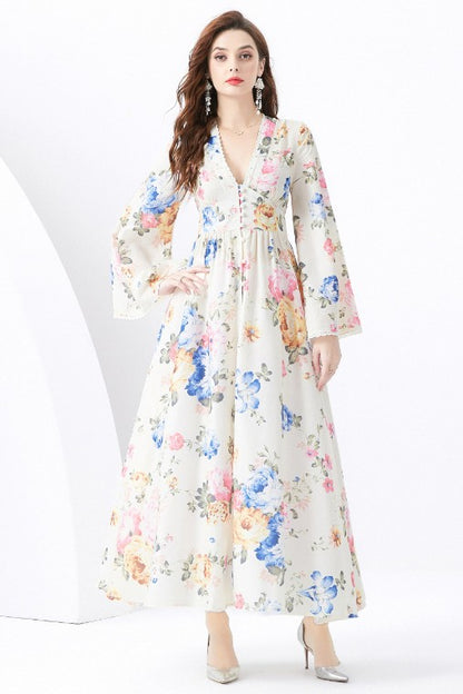 WOMEN FASHION CHIFFON MAXI DRESS