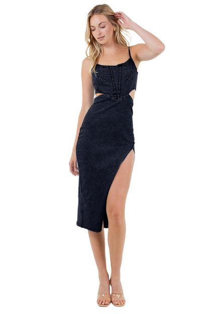 WOMEN FASHION DENIM MAXI DRESS