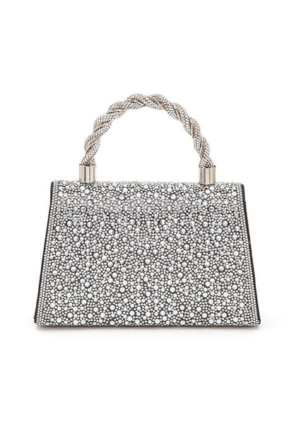 Statement Rhinestone Top Handle Clutch Bag