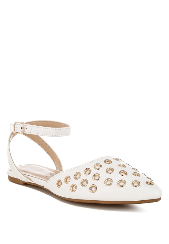 Chalcis Eyelet Detail Flat Sandals