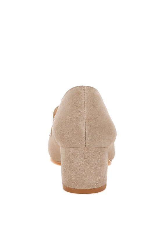 Astra Block Heel Suede Loafers