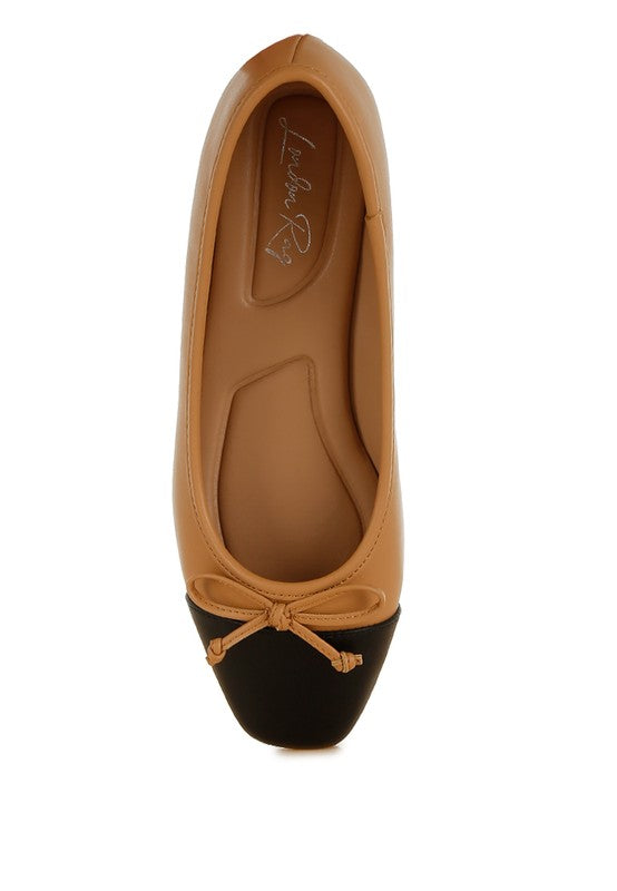 Acino Faux Leather Bow Detail Ballerinas