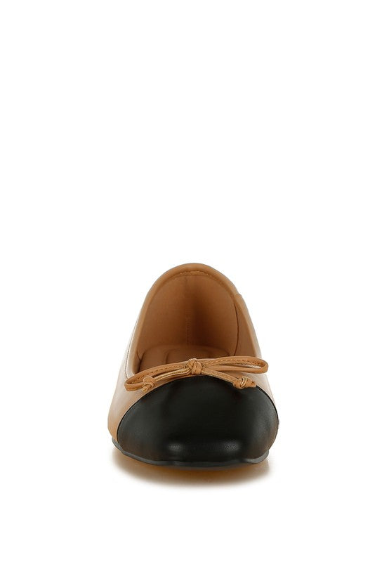 Acino Faux Leather Bow Detail Ballerinas