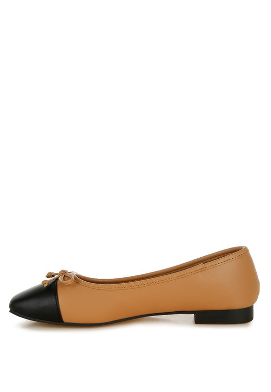 Acino Faux Leather Bow Detail Ballerinas