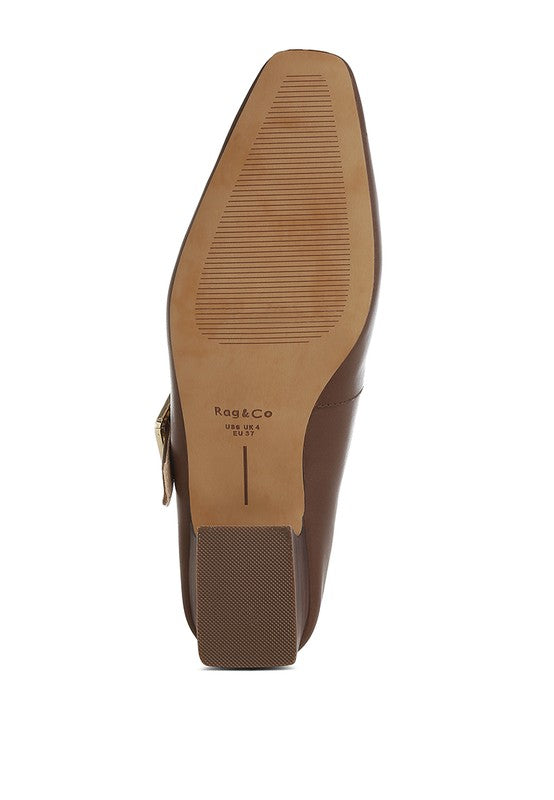 Vernis Genuine Leather Mary Jane Sandals