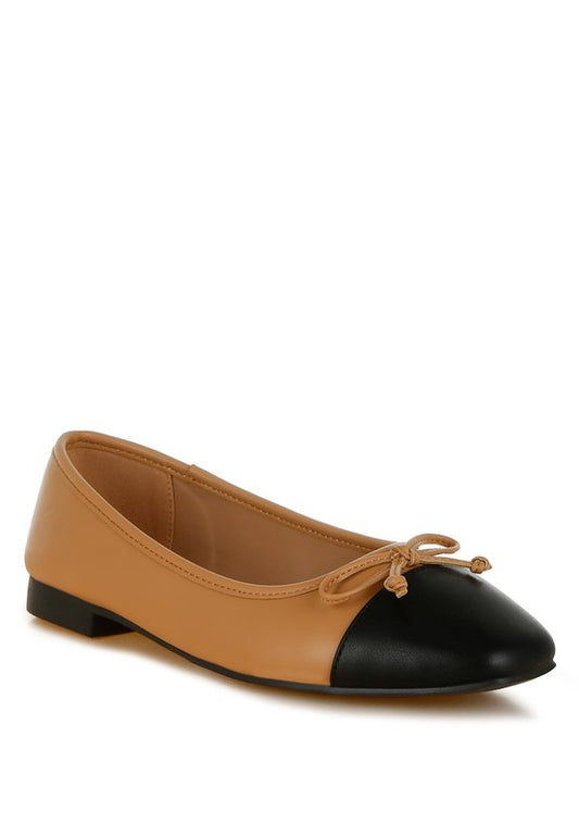 Acino Faux Leather Bow Detail Ballerinas