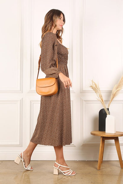 Square neck vintage puff dress