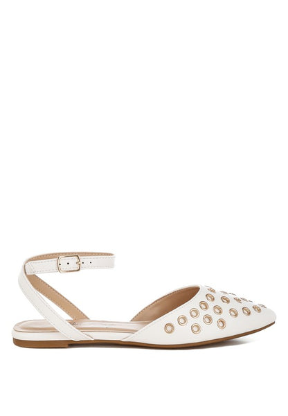 Chalcis Eyelet Detail Flat Sandals