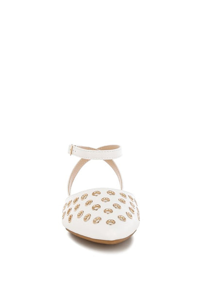 Chalcis Eyelet Detail Flat Sandals