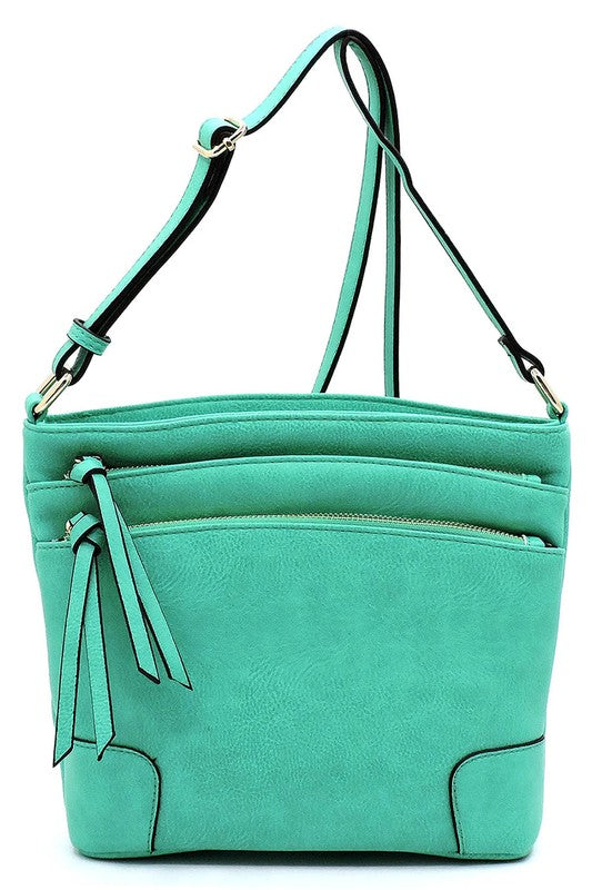 Fashion Multi Zip Pocket Crossbody Bag